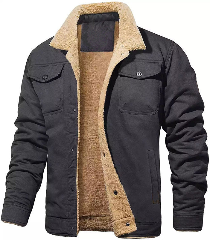 Men’s Retro Western Winter Fleece Jacket — Aztec Pattern, Sherpa Collar, Reinforced Pockets & Wind-Resistant Shell 🤠