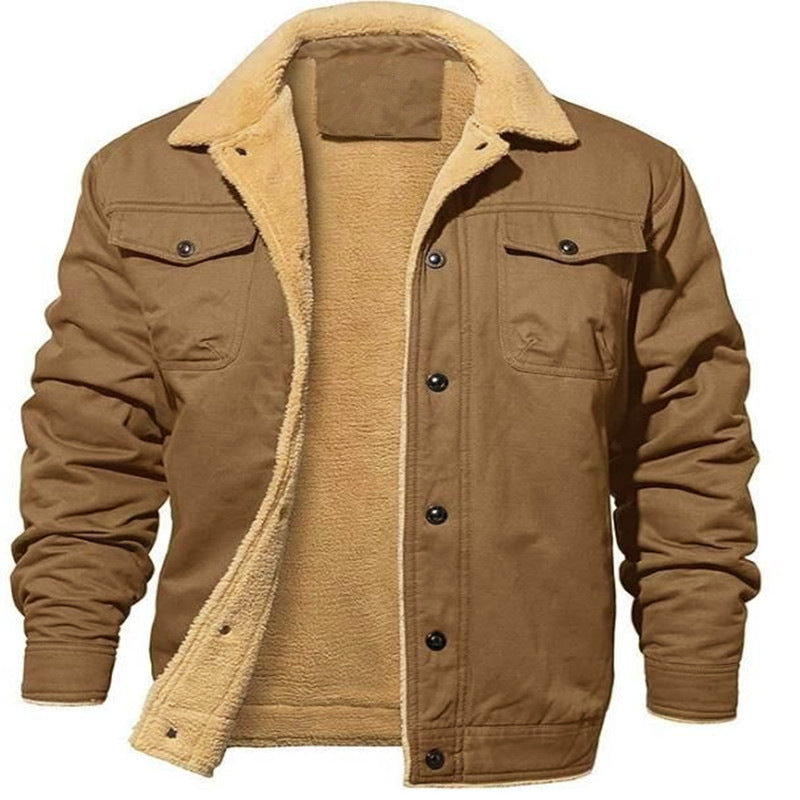 Men’s Retro Western Winter Fleece Jacket — Aztec Pattern, Sherpa Collar, Reinforced Pockets & Wind-Resistant Shell 🤠